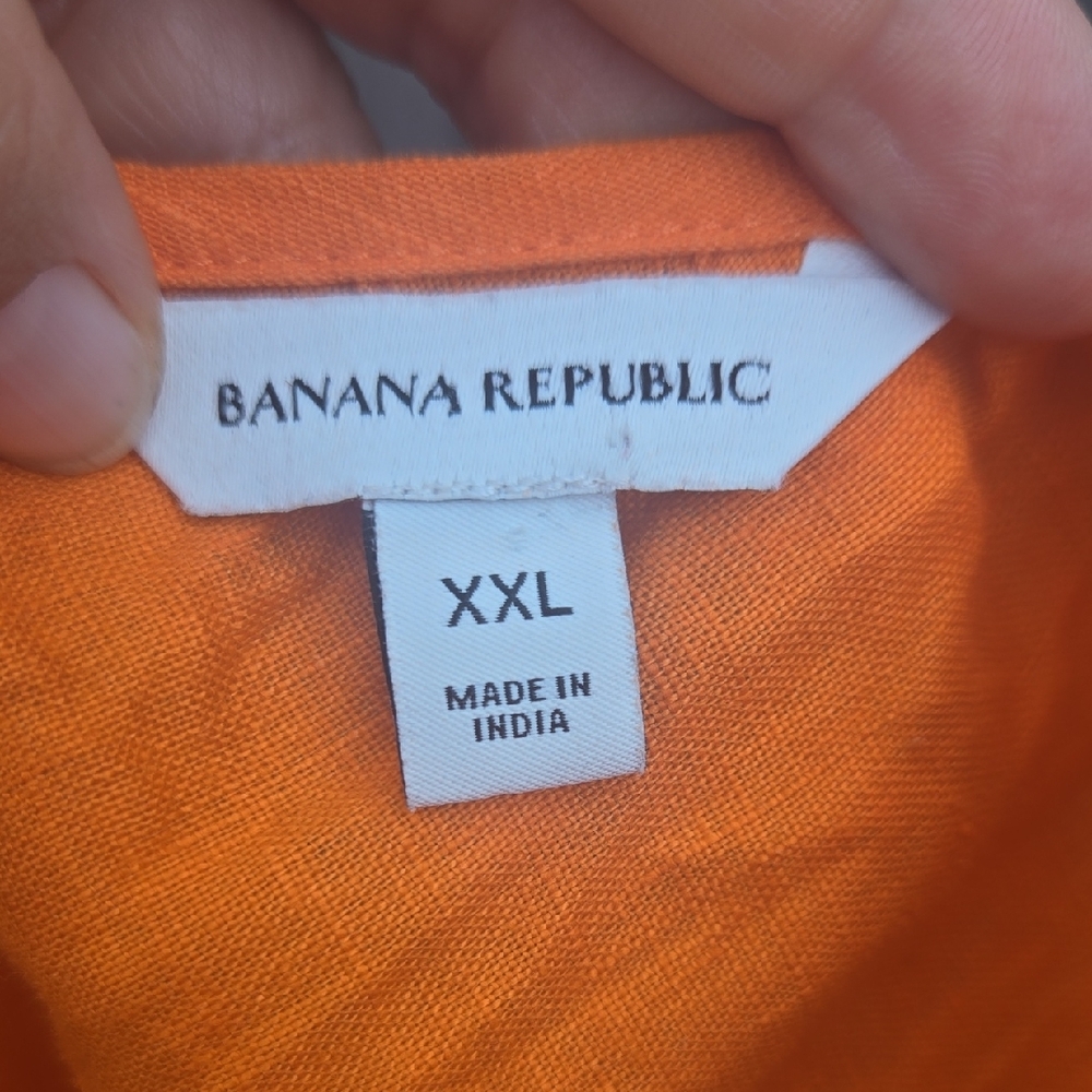Banana Republic Bright Orange Maxi Dress 100% Linen Size XXL - Picture 2 of 10